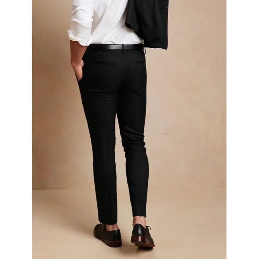 Banana Republic Yachter Suit Trouser Pants Mens 34x36(34) Black Tailored Fit NEW
